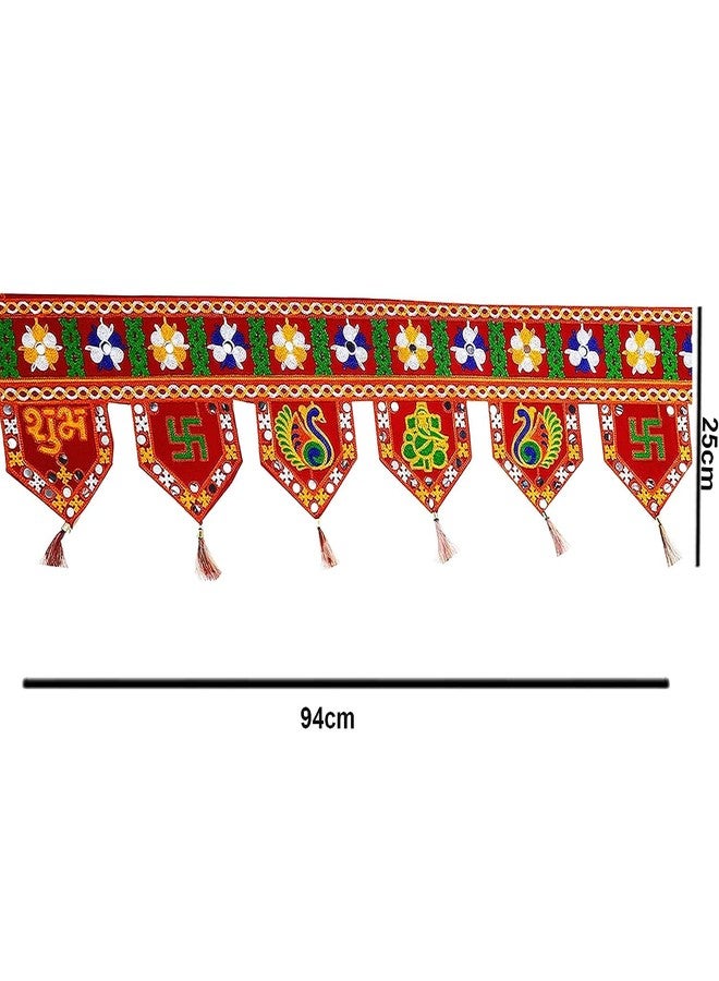 Ascension Design Subh Labh Traditional Art Handmade Door Bandarwal toran for Home Decor Hangings for Decoration Red (Pack of 1),25 Centimeters - Image 5